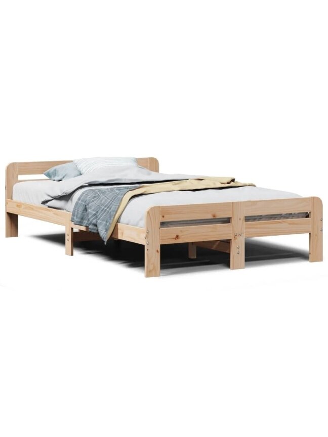 Bed frame without mattress, 120×200 cm, solid pine wood 1