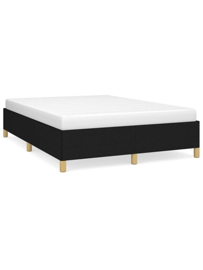 Bed frame without mattress, black, 140 × 190 cm, fabric 1