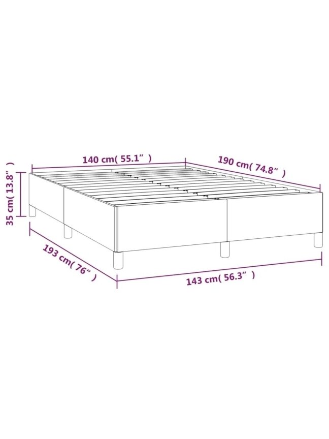 Bed frame without mattress, black, 140 × 190 cm, fabric 8