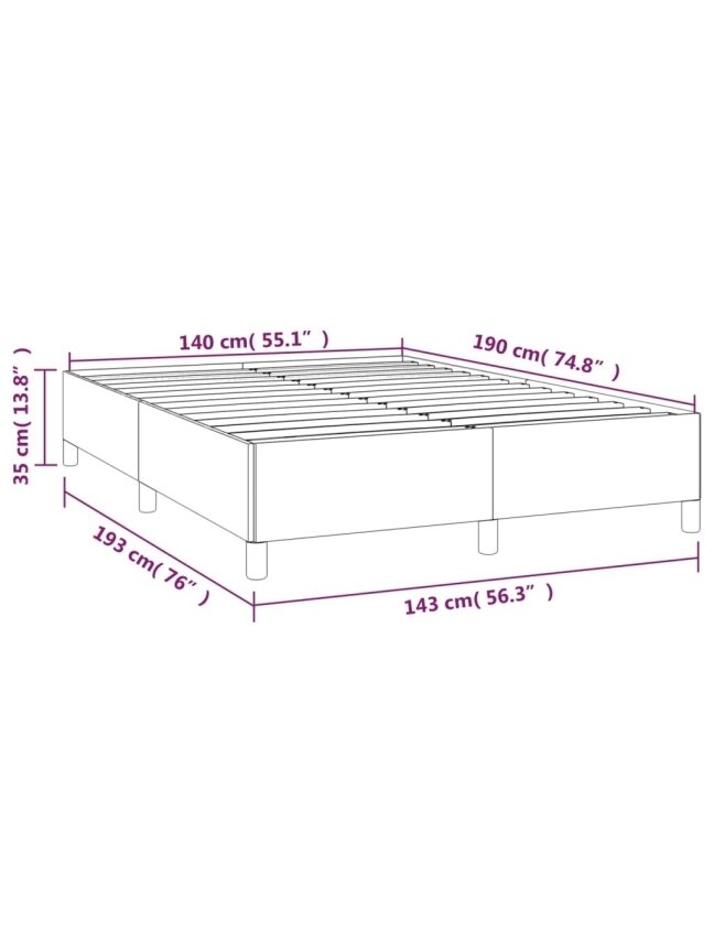 Bed frame without mattress, black, 140x190 cm, fabric 8