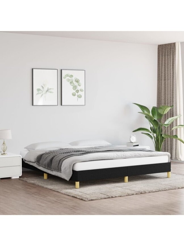 Bed frame without mattress, black, 180x200 cm, fabric