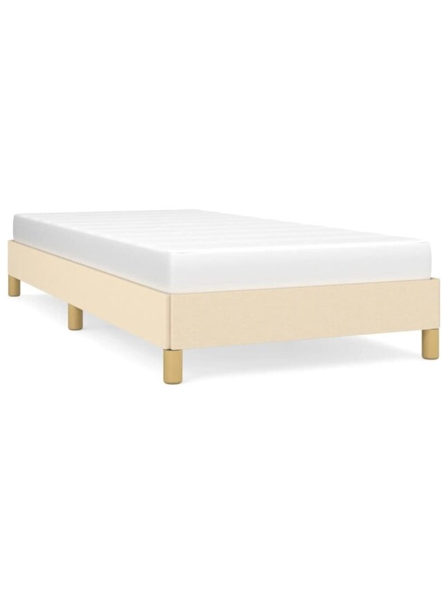Bed frame without mattress, cream, 90×190 cm, fabric 1