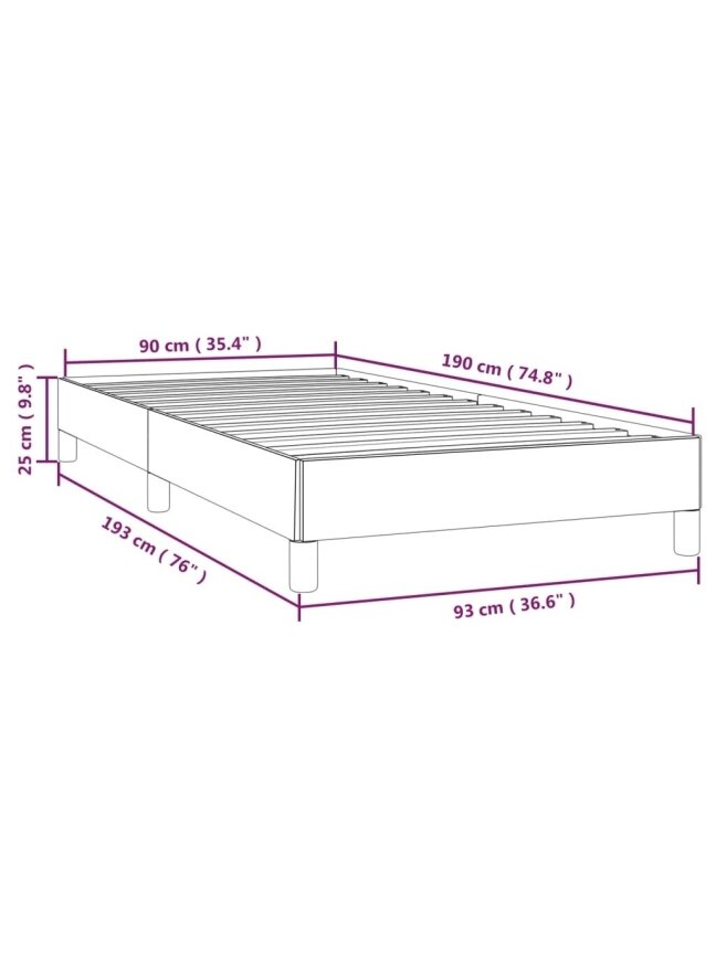 Bed frame without mattress, cream, 90×190 cm, fabric 9