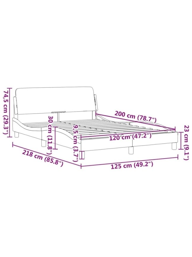 Voodiraam, Dover, valge/must, 120×200 cm, kunstnahk 7