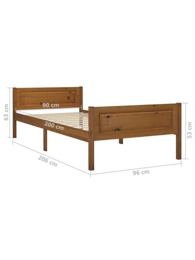 Bed frame, honey brown, 90×200 cm, solid pine wood 5 Bed frame, honey brown, 90×200 cm, solid pine wood 5