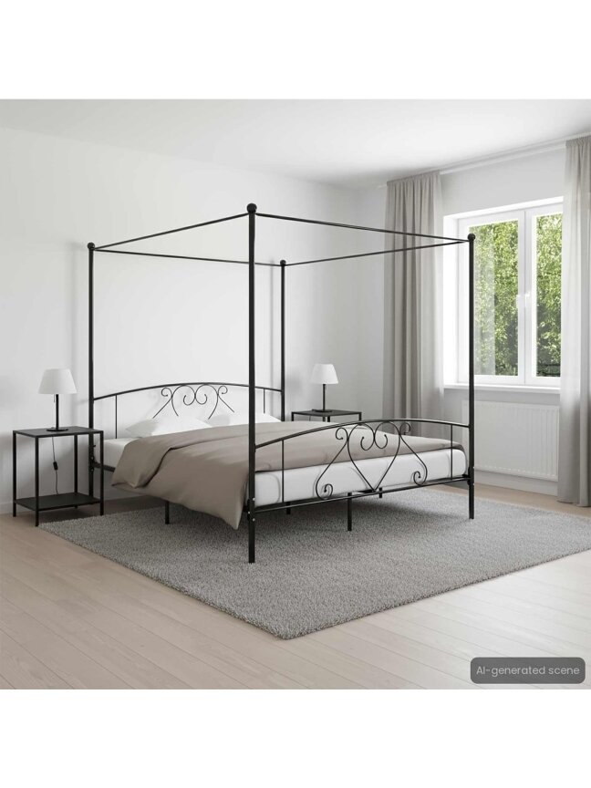 Canopy bed frame, black, 180x200 cm, metal Canopy bed frame, black, 180x200 cm, metal