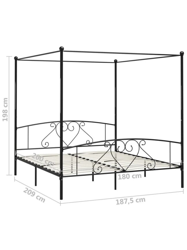 Canopy bed frame, black, 180x200 cm, metal 4 Canopy bed frame, black, 180x200 cm, metal 4
