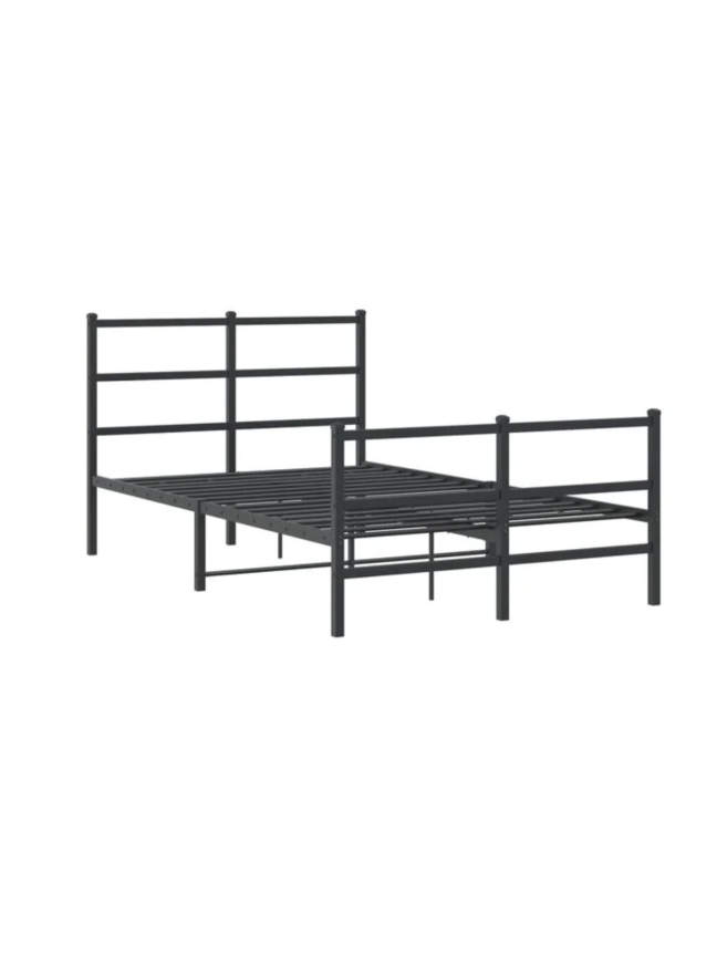 Bed frame with headboard/footboard, black, 120 × 190 cm, metal 3