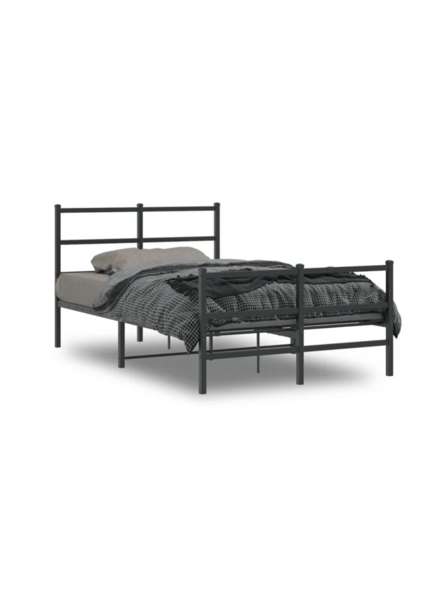 Bed frame with headboard/footboard, black, 120 × 190 cm, metal 4