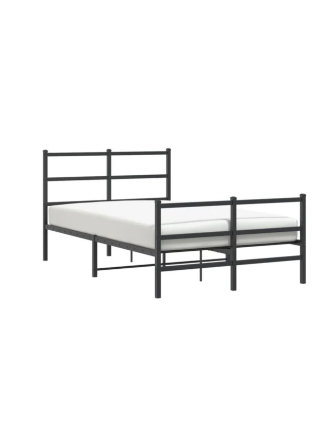 Bed frame with headboard/footboard, black, 120 × 190 cm, metal 5
