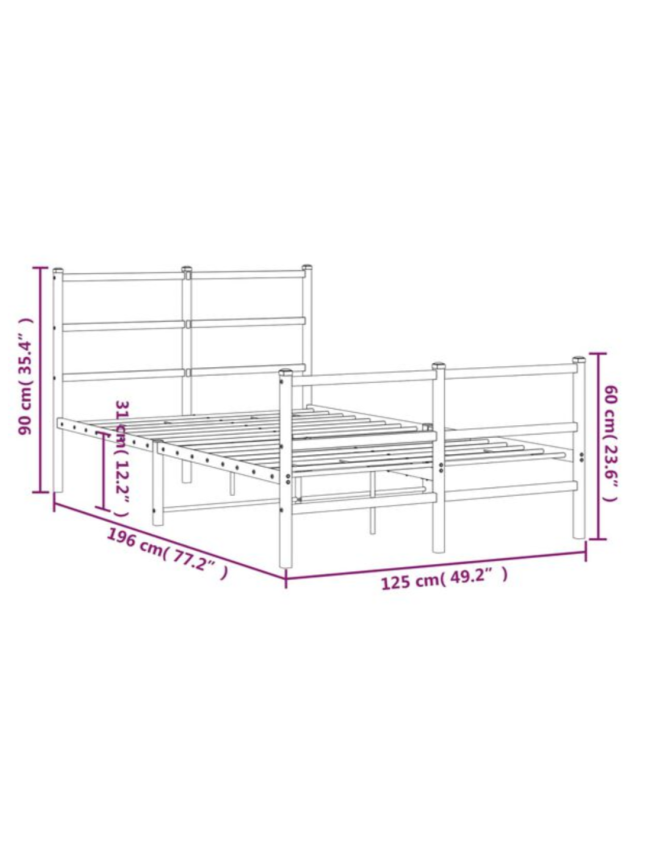 Bed frame with headboard/footboard, black, 120 × 190 cm, metal 6
