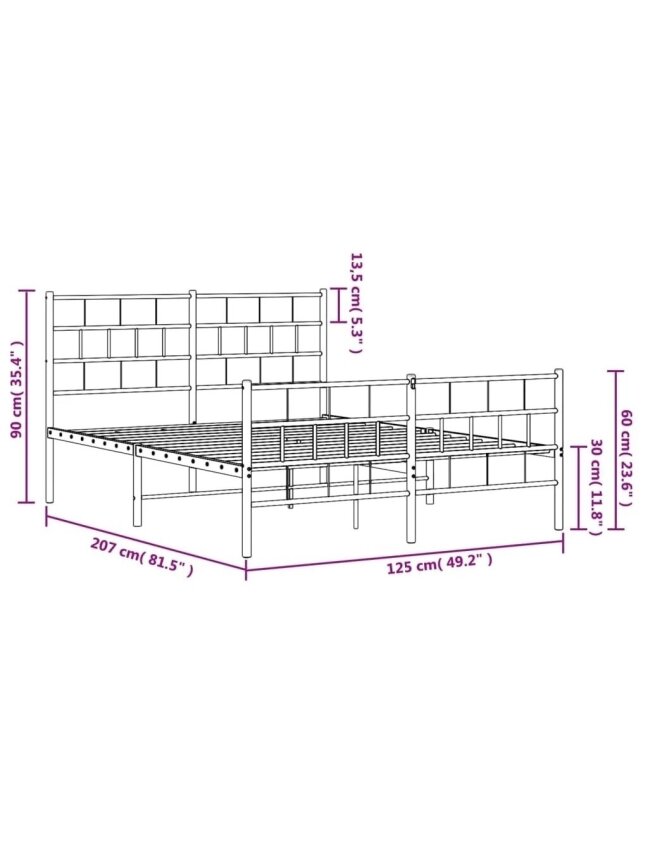 Voodiraam peatsi/jalutsiga, must, 120×200 cm, metall 8