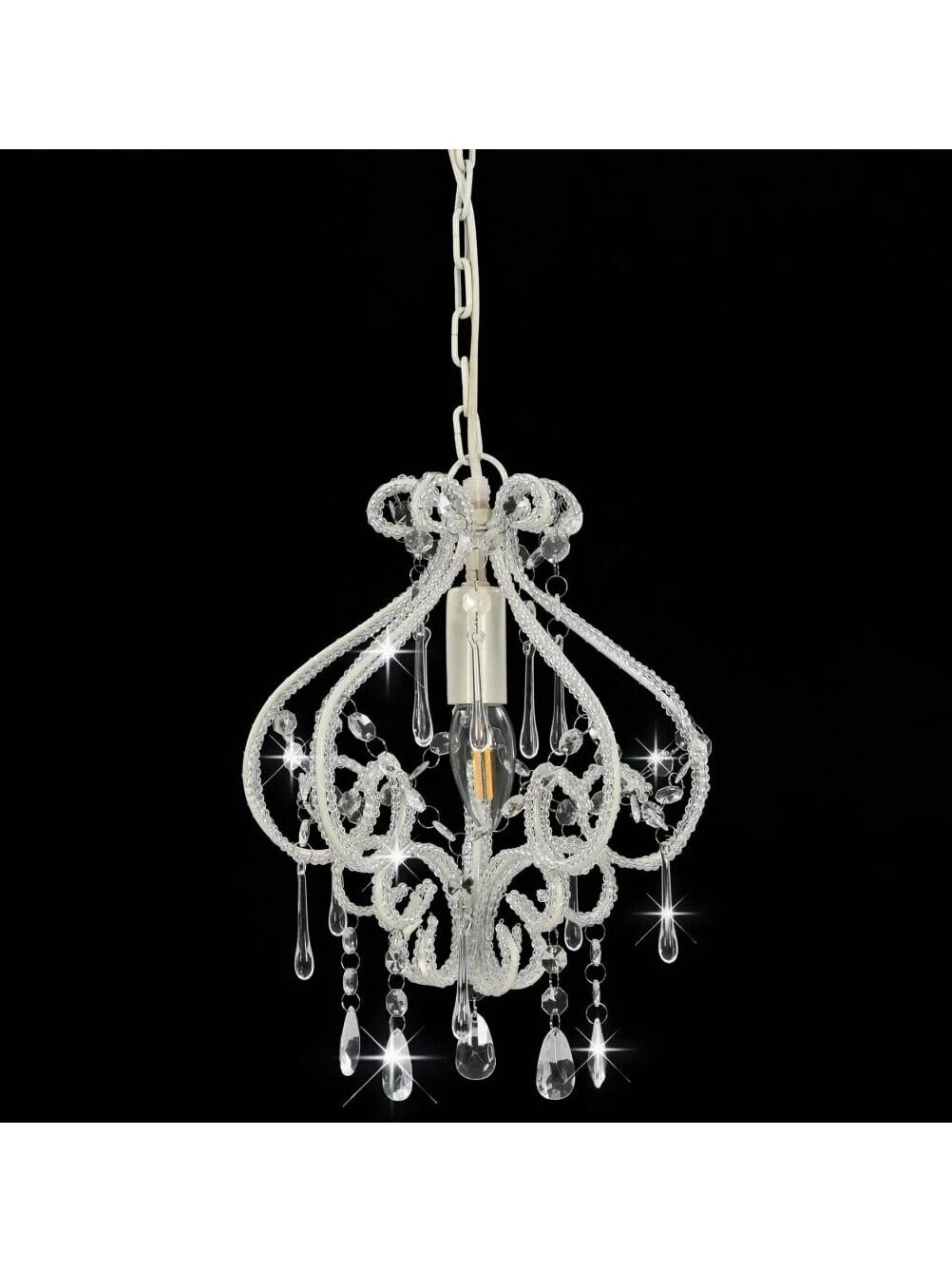 Ceiling lamp with beads, white, round, E14 bulb 2