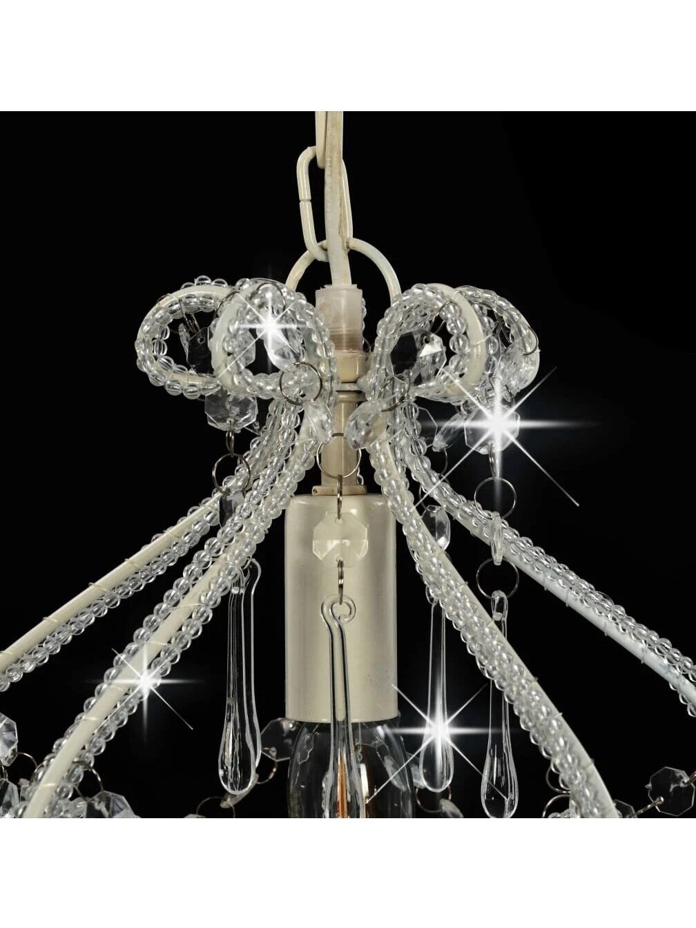 Ceiling lamp with beads, white, round, E14 bulb 4