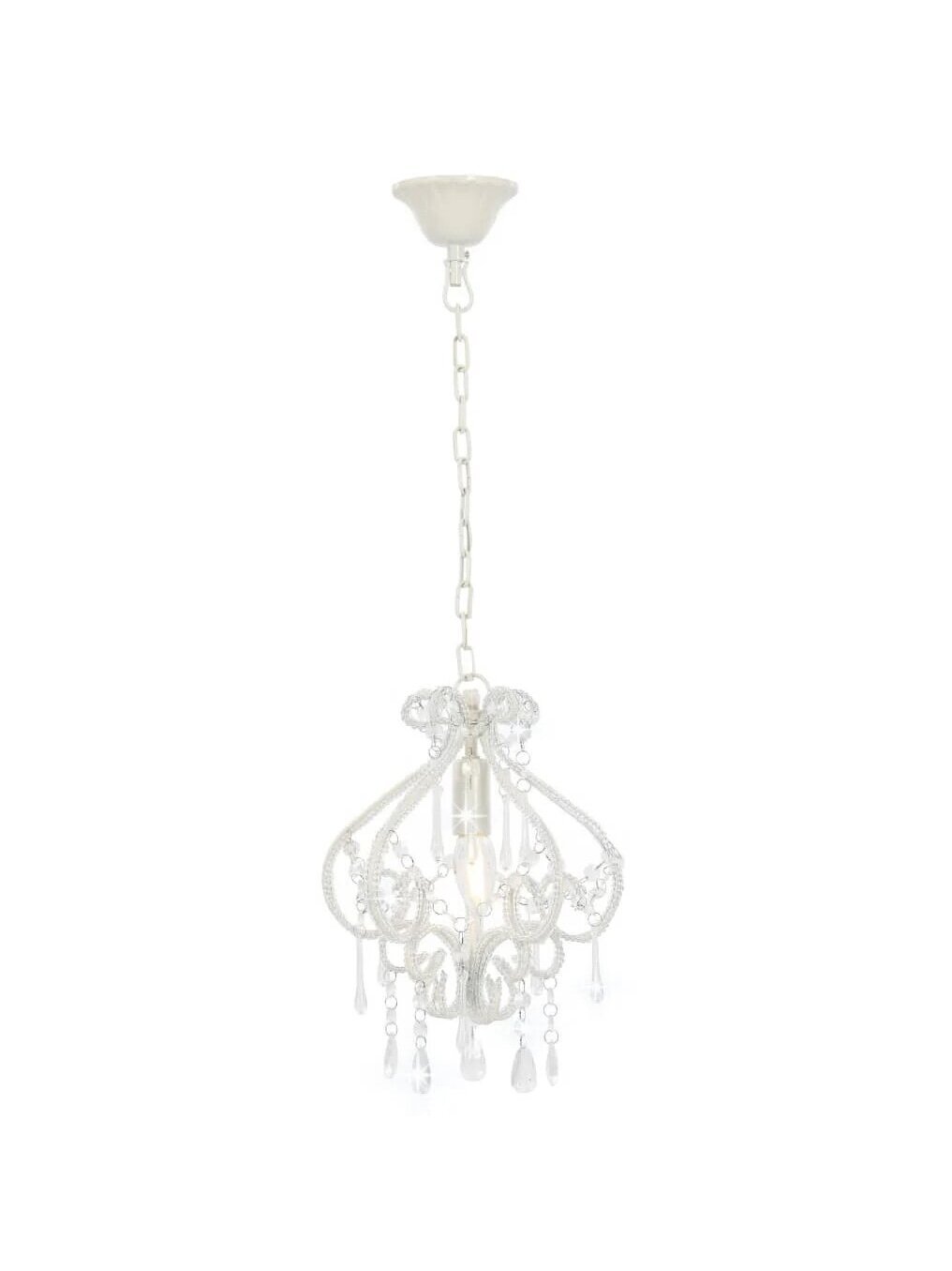 Ceiling lamp with beads, white, round, E14 bulb