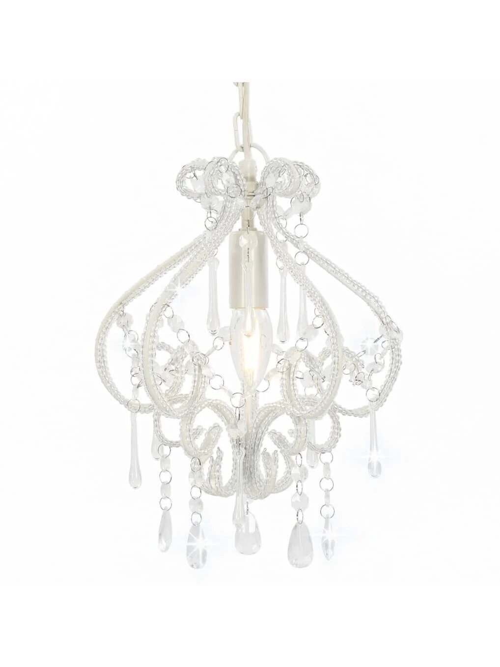 Ceiling lamp with beads, white, round, E14 bulb 1