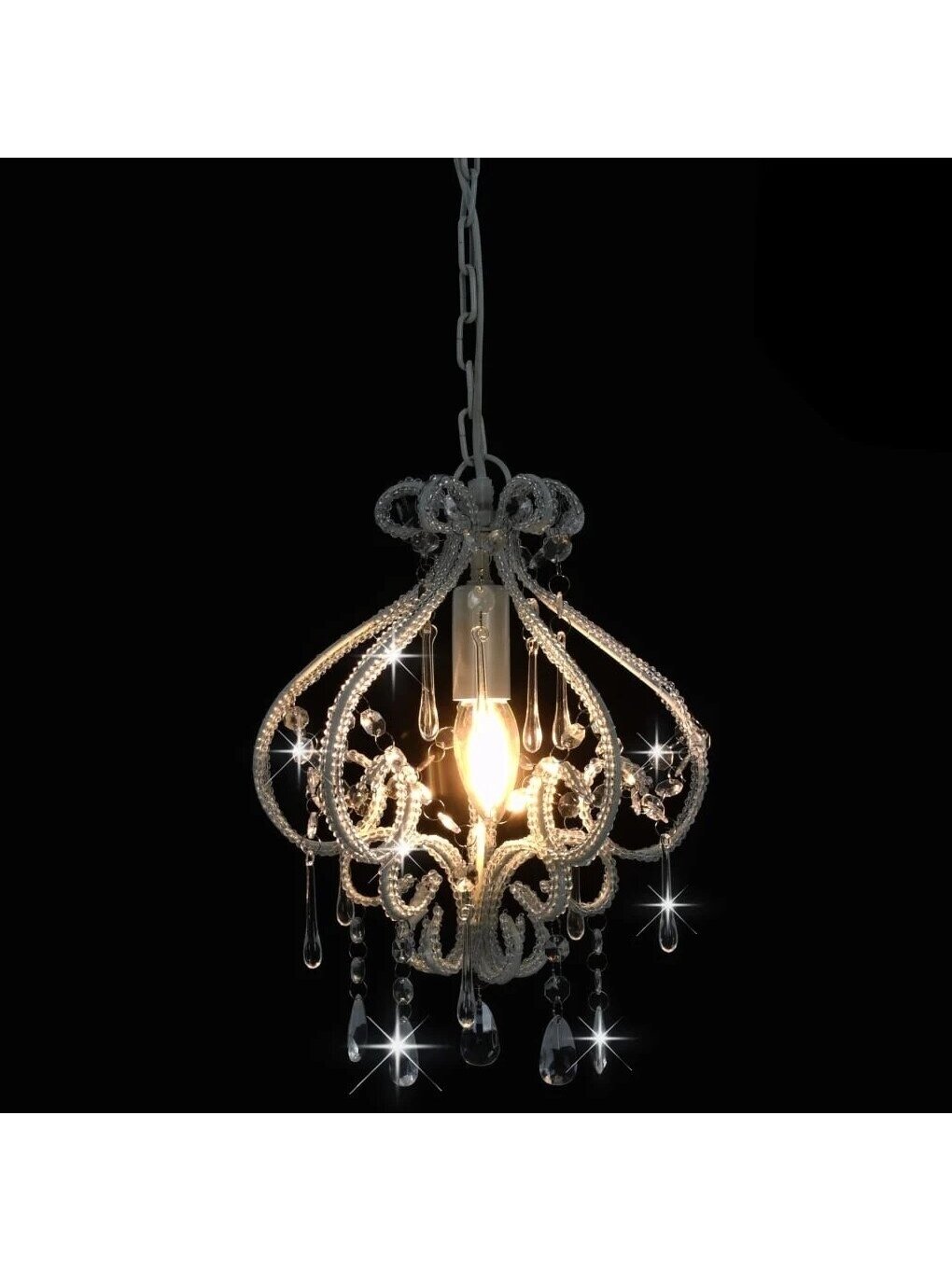 Ceiling lamp with beads, white, round, E14 bulb 3