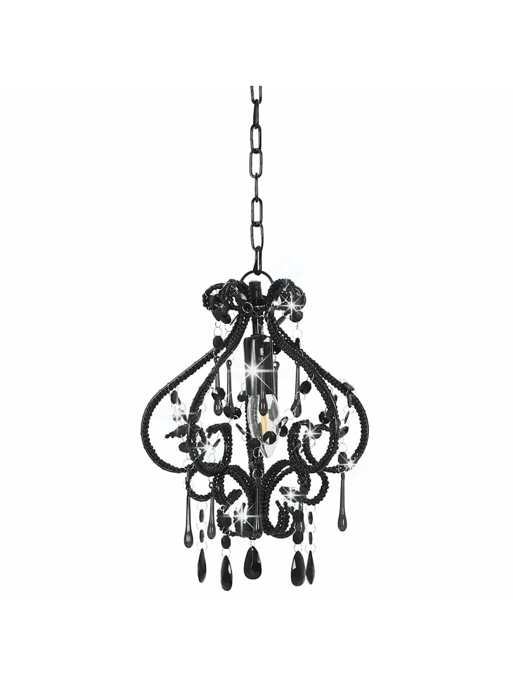Ceiling light with crystals, black, round, E14 bulb 1