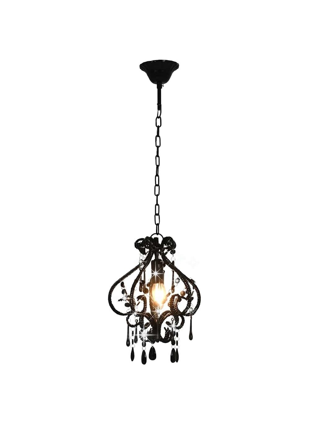 Ceiling light with crystals, black, round, E14 bulb 2