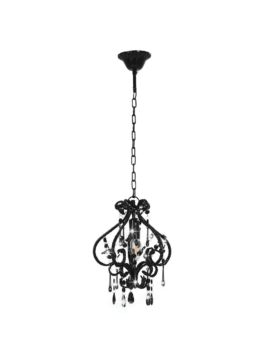 Ceiling light with crystals, black, round, E14 bulb 3