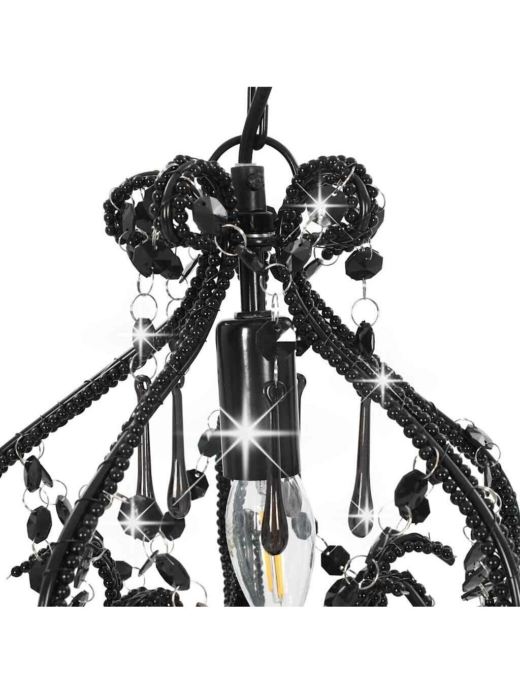 Ceiling light with crystals, black, round, E14 bulb 4