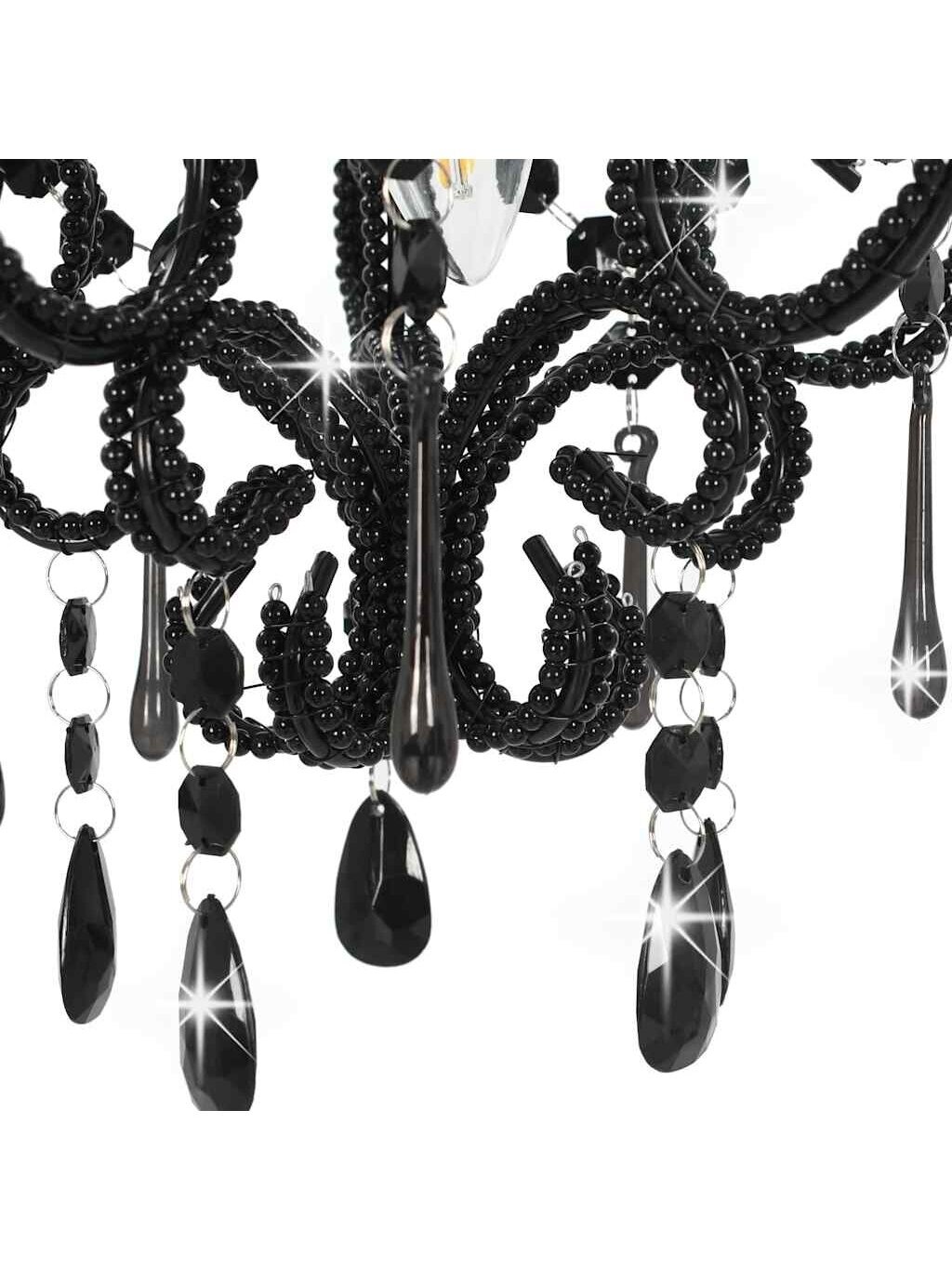 Ceiling light with crystals, black, round, E14 bulb 5