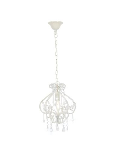 Laelamp pärlitega, valge, ümmargune, E14 pirn
