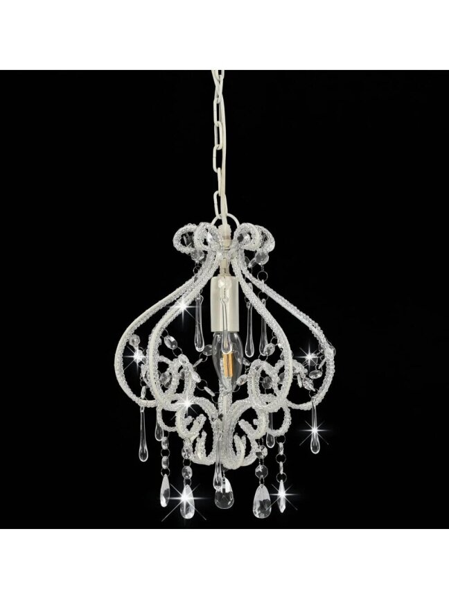 Ceiling lamp with beads, white, round, E14 bulb 2
