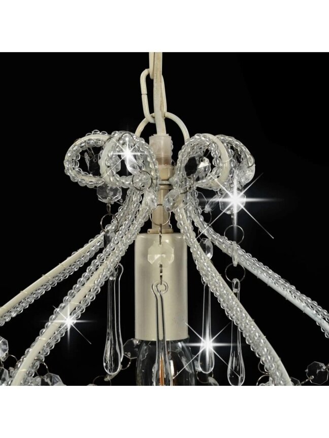 Ceiling lamp with beads, white, round, E14 bulb 4