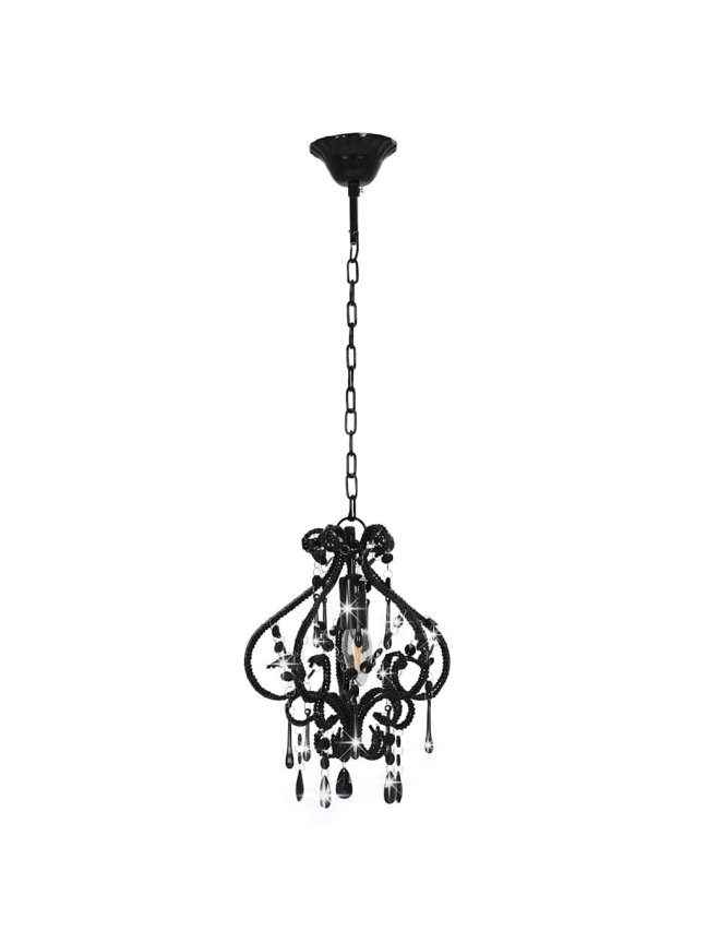 Ceiling light with crystals, black, round, E14 bulb 3