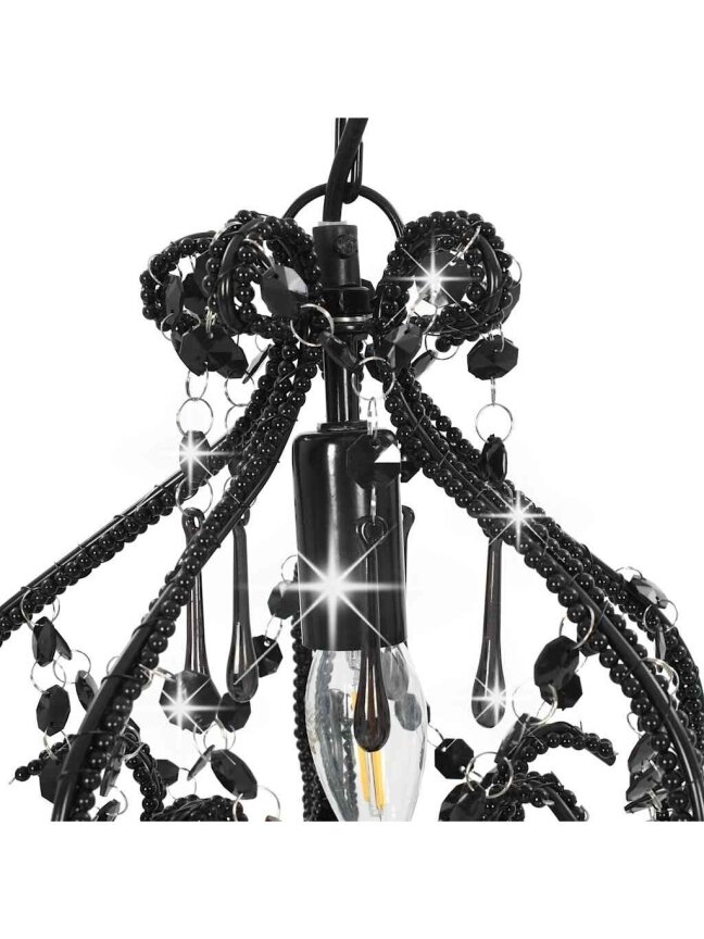 Ceiling light with crystals, black, round, E14 bulb 4