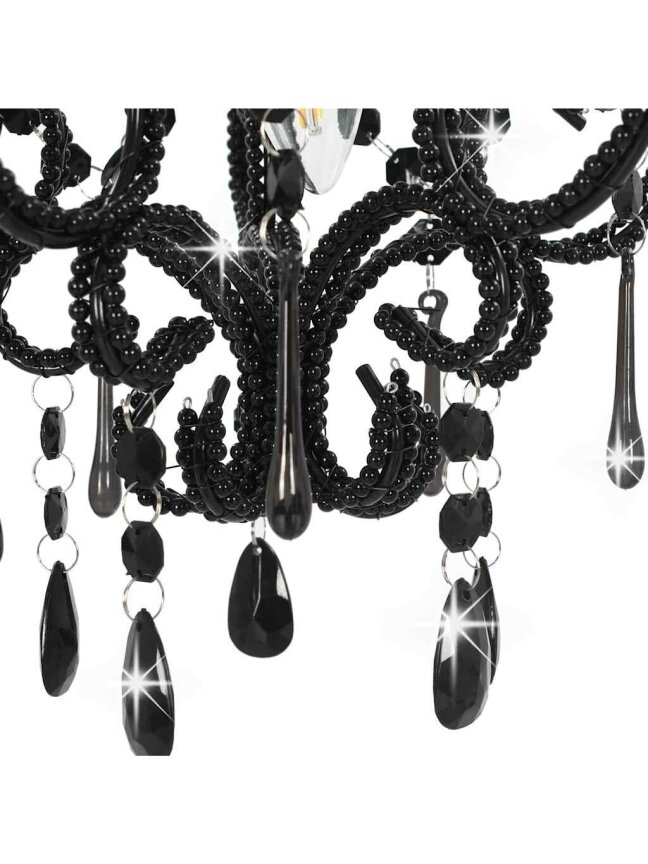 Ceiling light with crystals, black, round, E14 bulb 5