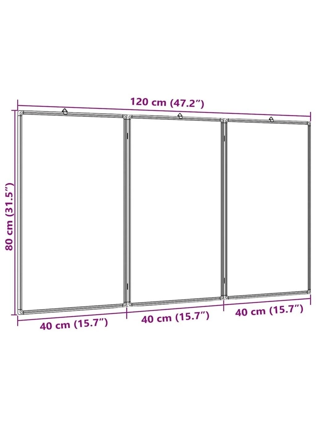 Magnetic whiteboard, 120x80x1.7 cm, aluminum, foldable 6