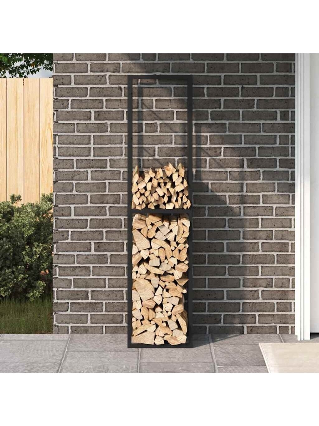 Küttepuude riiul, must, 50×30×209 cm, teras