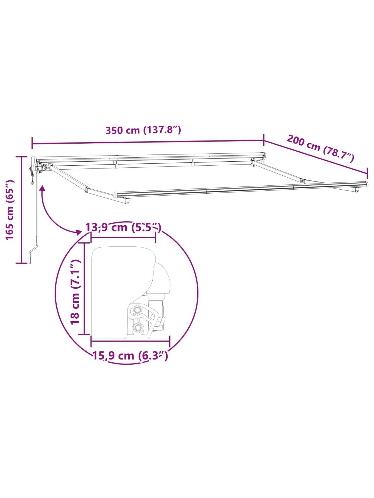 Markizės rėmas Balta 3 x 2,5 m 9