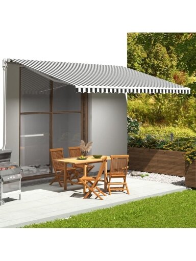 Rezerves markīzes audums, antracīta un balta, 5 × 3 m