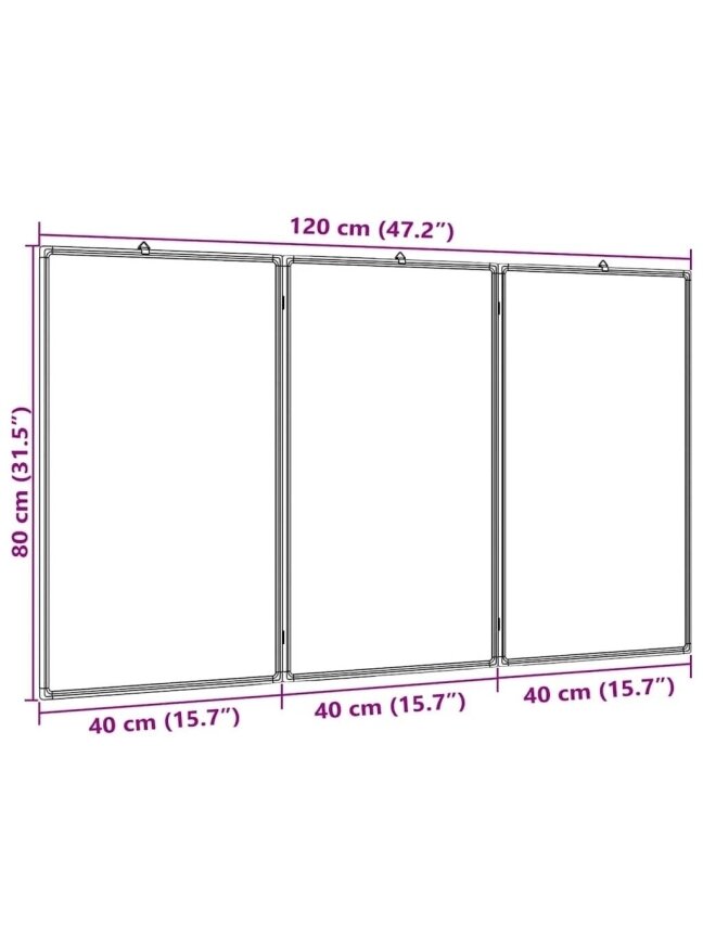 Magnetic whiteboard, 120x80x1.7 cm, aluminum, foldable 6