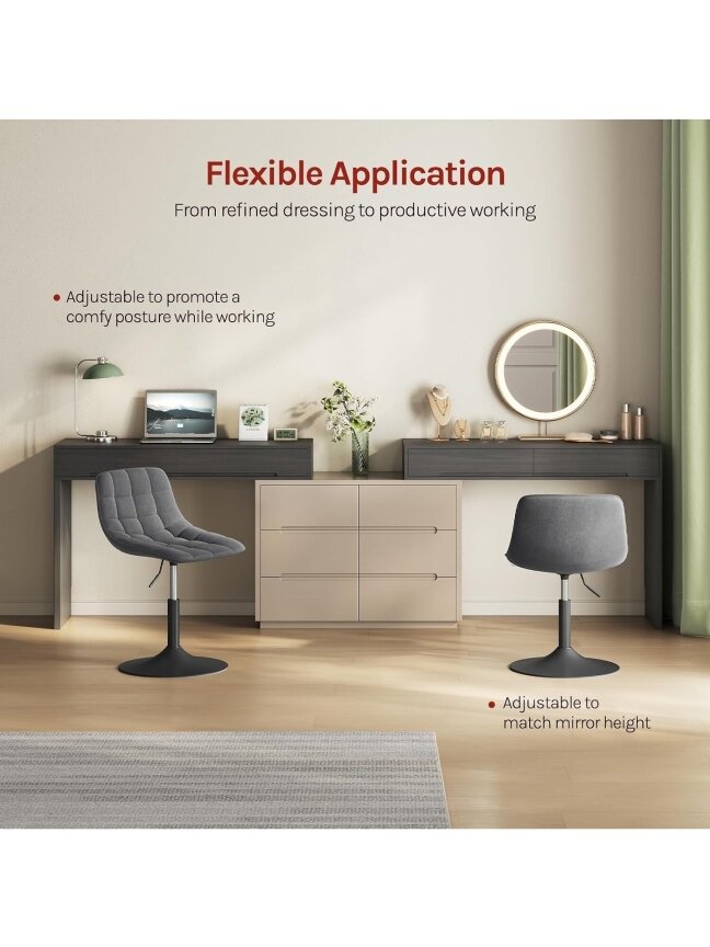 Vanity Stool, 360° Swivel, Low Bar Stool 5