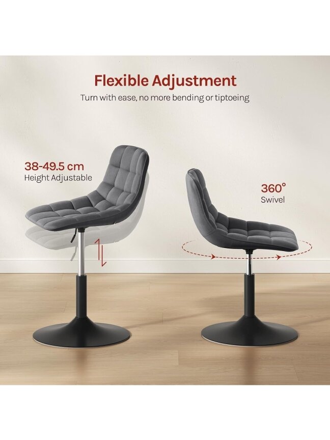Vanity Stool, 360° Swivel, Low Bar Stool 6