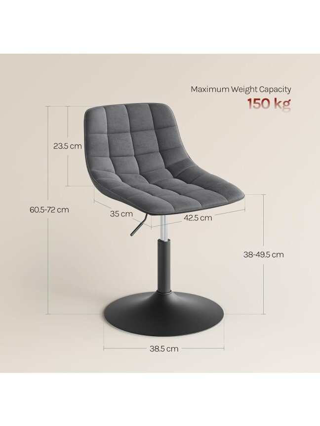 Vanity Stool, 360° Swivel, Low Bar Stool 1