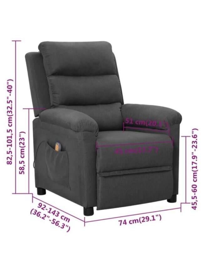 Massage Chair, Dark Grey, Fabric 9 Massage Chair, Dark Grey, Fabric 9