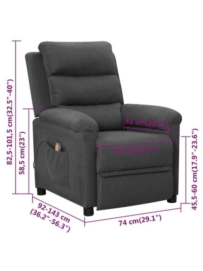 Massage Chair, Dark Grey, Fabric 9 Massage Chair, Dark Grey, Fabric 9