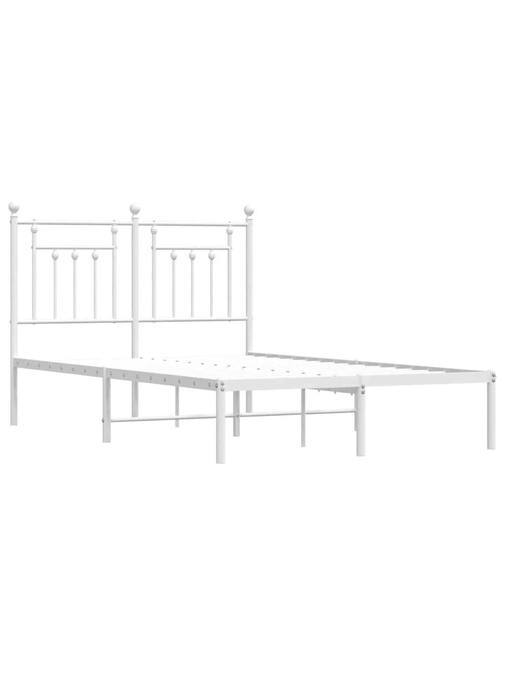 Metal bed frame with headboard, white, 135×190 cm 2