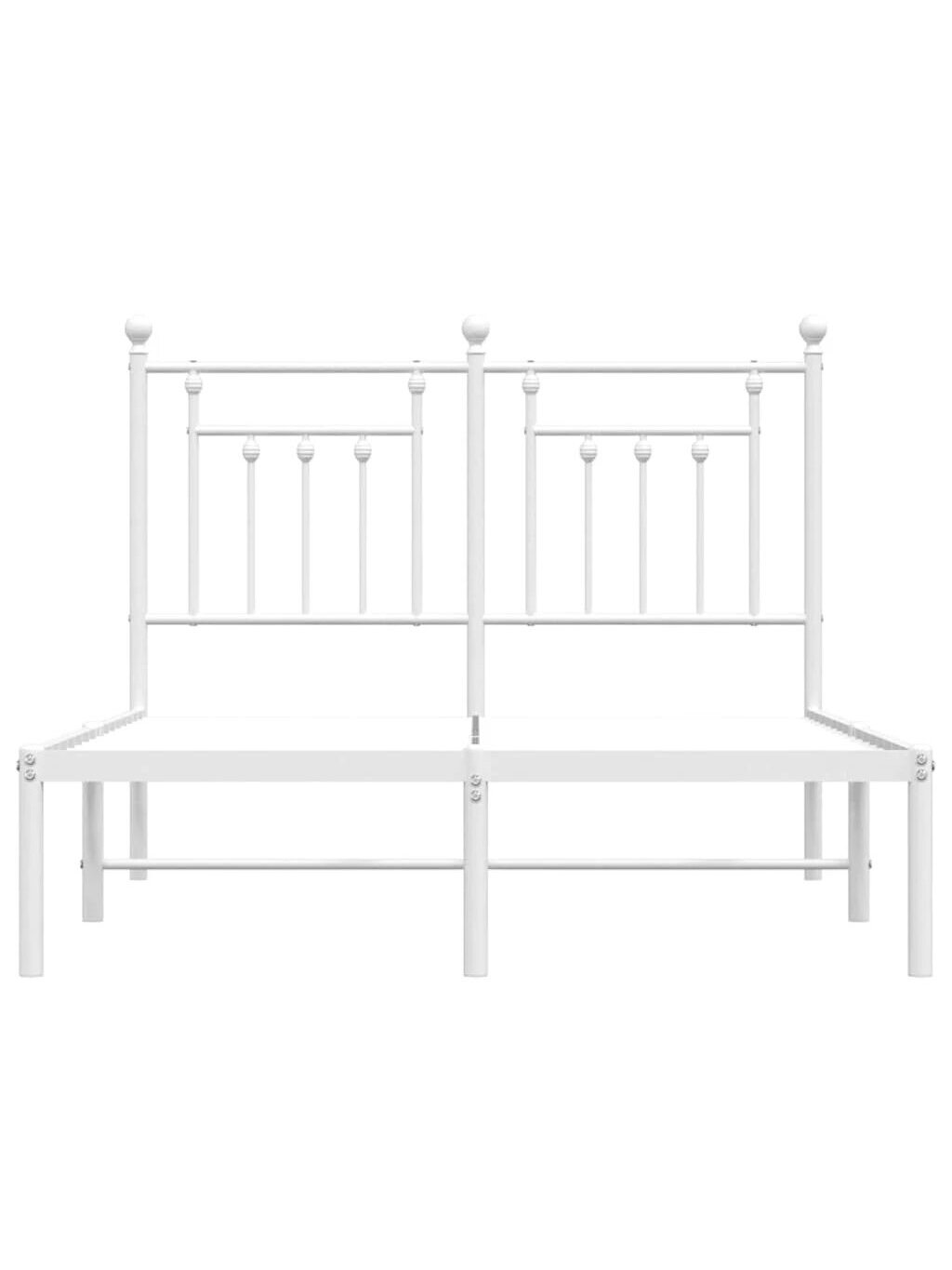 Metal bed frame with headboard, white, 135×190 cm 3 Metal bed frame with headboard, white, 135×190 cm 3