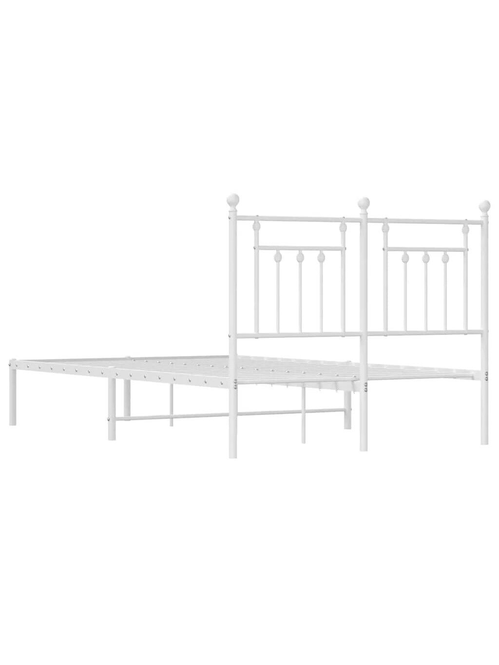 Metal bed frame with headboard, white, 135×190 cm 5 Metal bed frame with headboard, white, 135×190 cm 5