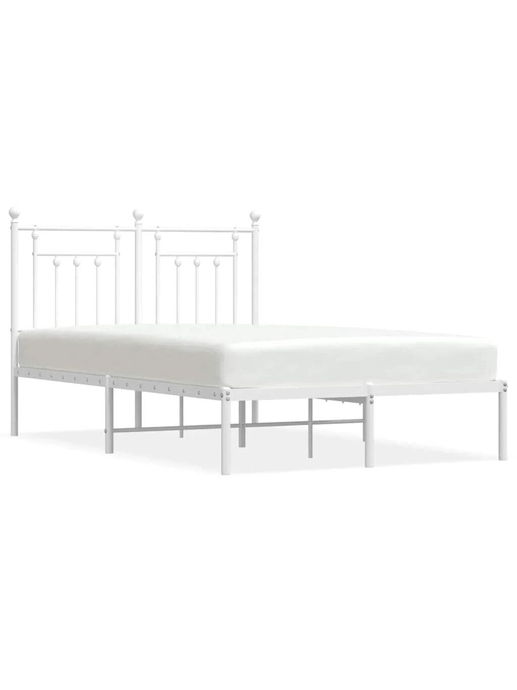 Metal bed frame with headboard, white, 135×190 cm 1