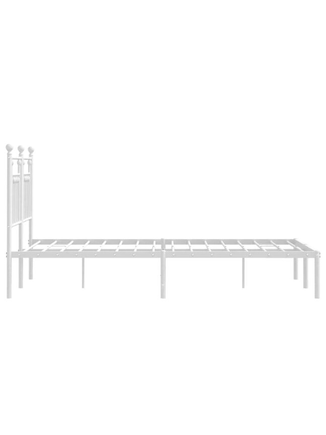 Metal bed frame with headboard, white, 135×190 cm 4