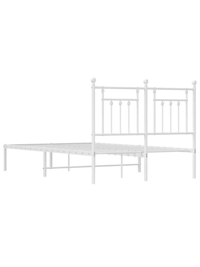 Metal bed frame with headboard, white, 135×190 cm 5