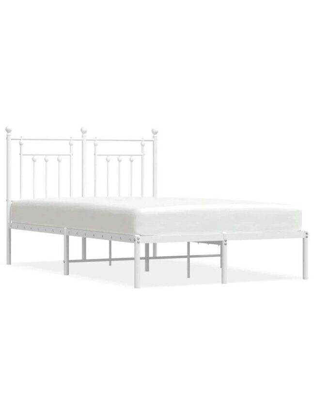 Metal bed frame with headboard, white, 135×190 cm 1 Metal bed frame with headboard, white, 135×190 cm 1