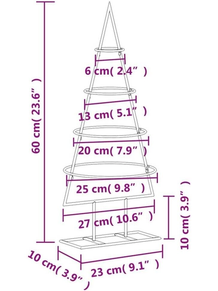 Metalinė Kalėdų eglutė, juodos spalvos, 60 cm 5